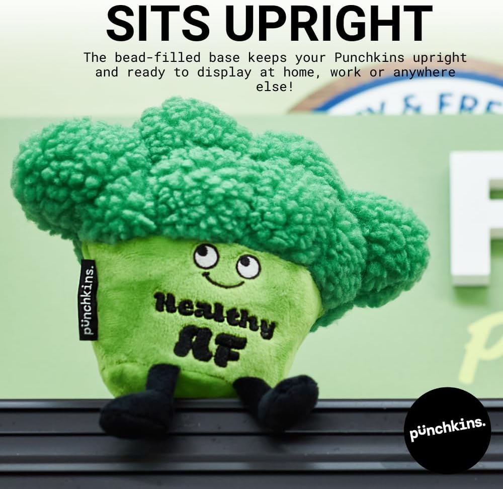 Mushroom Foodie Plushie, Funny Pun Meme Gag Gift, White Elephant, Stocking Stuffer Present, Great for Emotional Support, Fun Desk Accessory, Weighted Base for Display