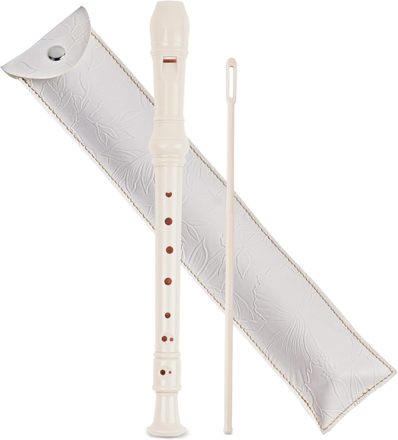 Recorder Instrument for Beginner Kids Adults,8-Hole Soprano Descant Recorder Music Flute with with Cleaning Rod & Leather Case For School Student Home Entertainment(2-Carved White)