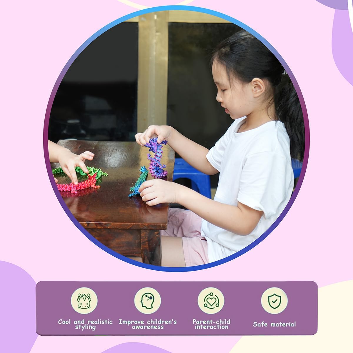 12" 3D Printed Dragon, Articulated Dragon, Crystal Dragon, Dragon Fidget Toy, Home Office Decor Executive Desk Toy (Green)