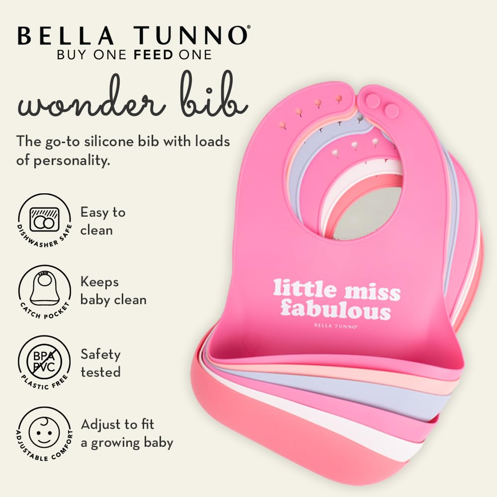 Bella Tunno Baby Bib for Eating, Waterproof Silicone Bib with Large Food Catcher, Adjustable Fit for Babies 4-12 months & Toddlers 1-3 Years, Boys & Girls, Meal Monster