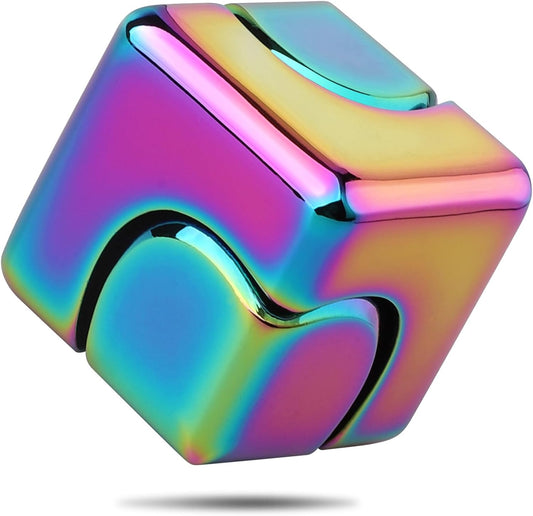 Infinity Cube Fidget Spinner Toy for Kid Adult, Metal EDC Fidget Block Figner Spinner 4 in 1 Focus Spinning Toy, Cool Sensory Desk Gadget Stress Relief Gift for Boy Girl Teen Men (Rainbow)