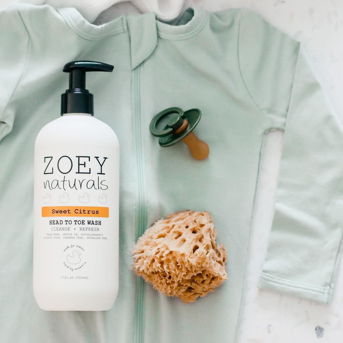 Zoey Naturals Sweet Citrus Baby Wash & Shampoo, Made For Sensitive Skin, Tear-free, Paraben-Free, All Natural, Made in the USA