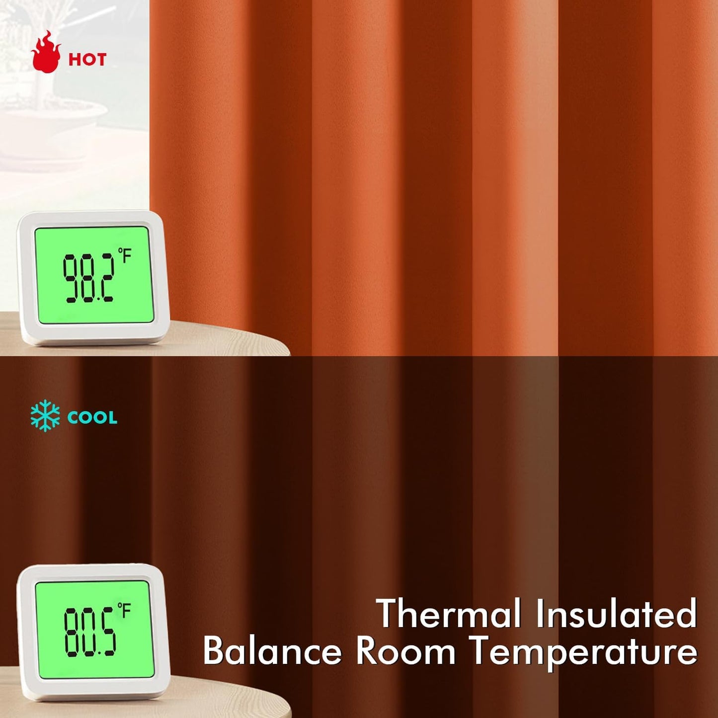 MIULEE Orange Blackout Curtains for Bedroom Living Room 84 Inches Long 2 Panels, Thermal Insulated Room Darkening Fall Drapes Solid Grommet Noise Reduction Light Blocking Window Treatments 40x84 Inch