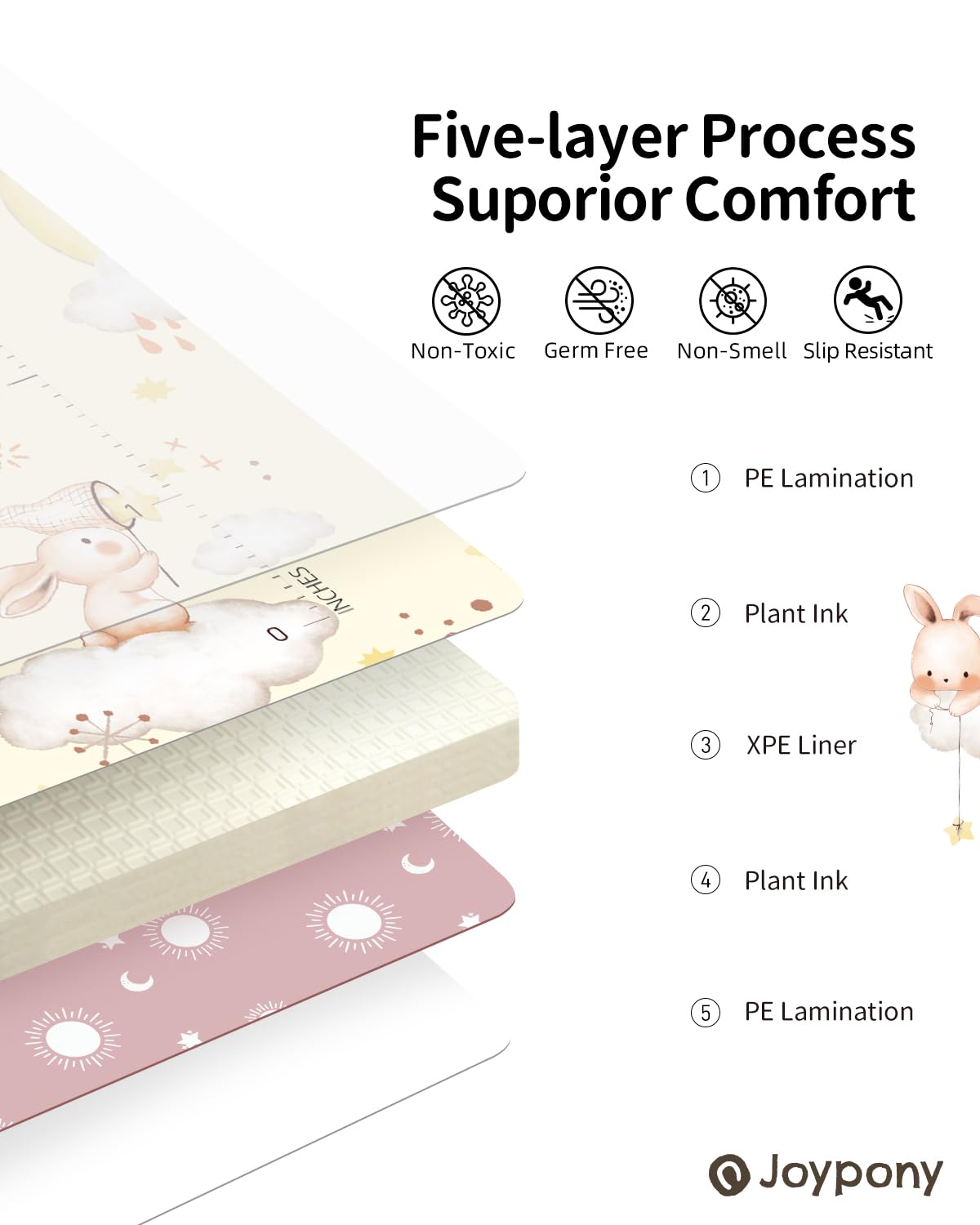 Baby Play Mat 71x59 Inches, Foldable Play Mats for Babies and Toddlers, Waterproof & Anti-Slip Portable Baby Floor Mat for Tummy Time, Baby Mat for Floor with Travel Bag for Indoor Outdoor