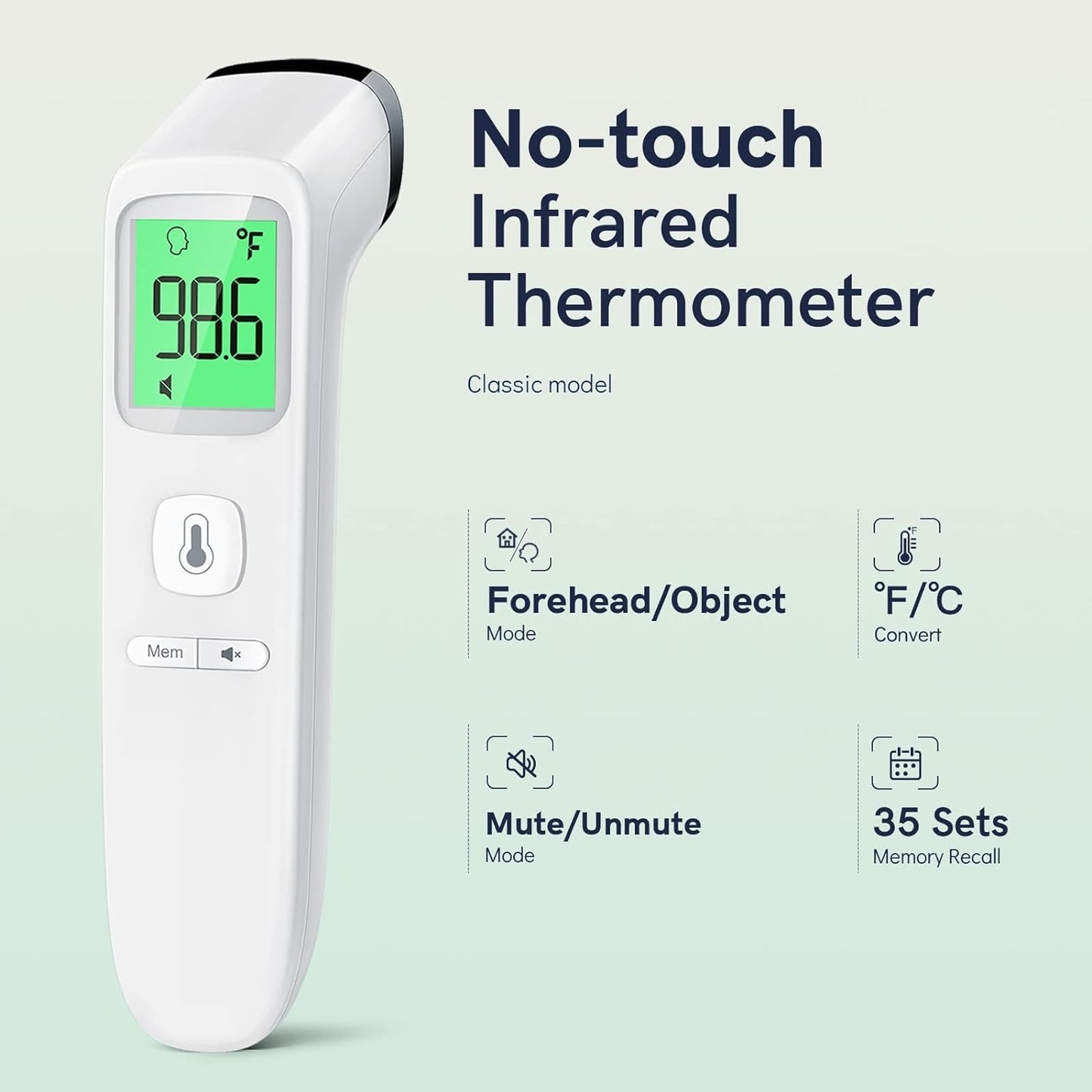 Digital Thermometer for Adults and Kids, Forehead No-Touch Thermometer with Fever Alarm, Accurate and Easy-to-use Thermometer for Home use