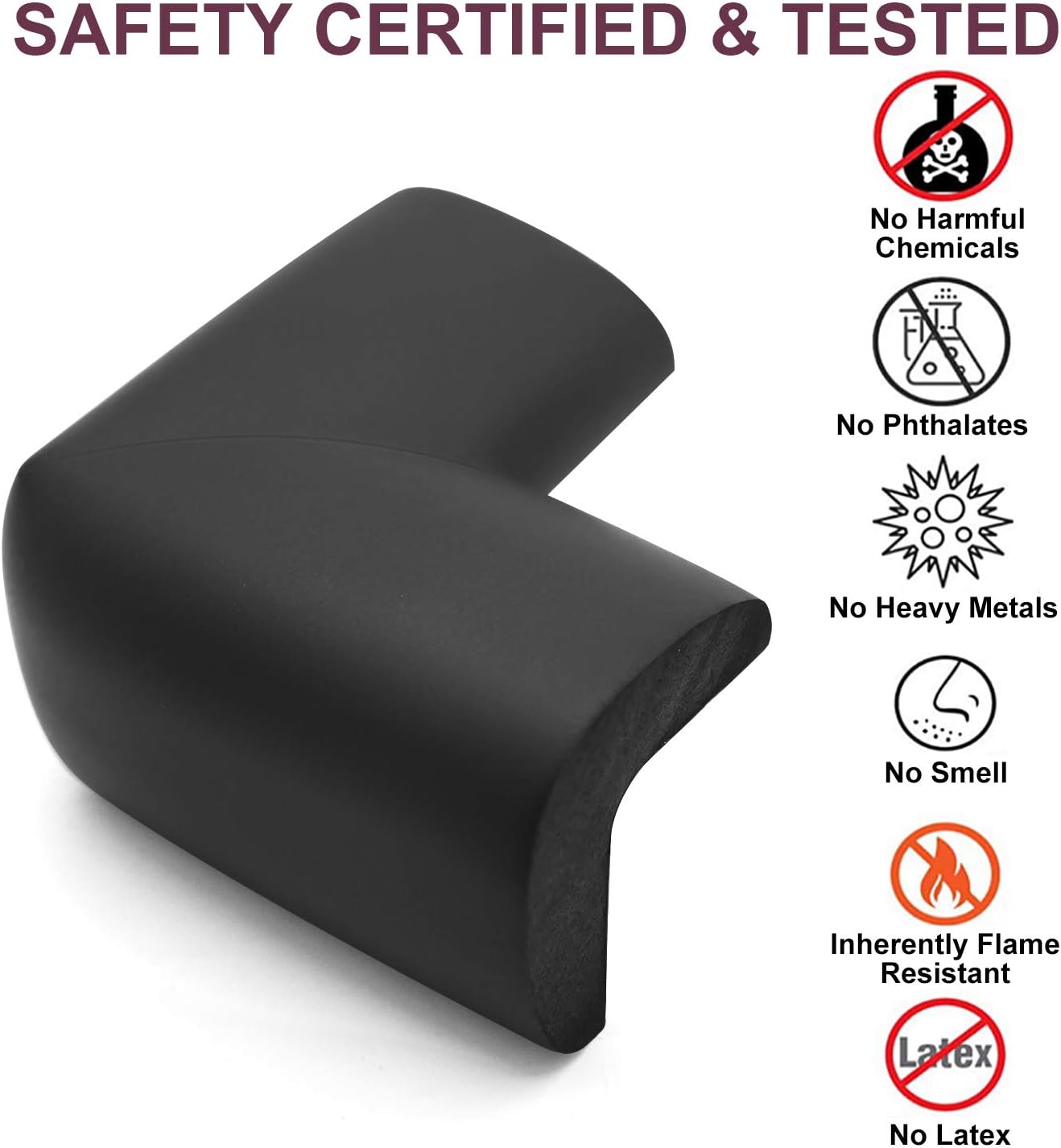 Baby Proofing Edge Corner Protector, 20.5 ft (18.1ft Edge + 8 Corners) Baby Proof Corner Guards,Thick Table Bumper Guard, 3M Pre-Taped Corners, Soft Rubber Foam Guard Heavy-Duty Black