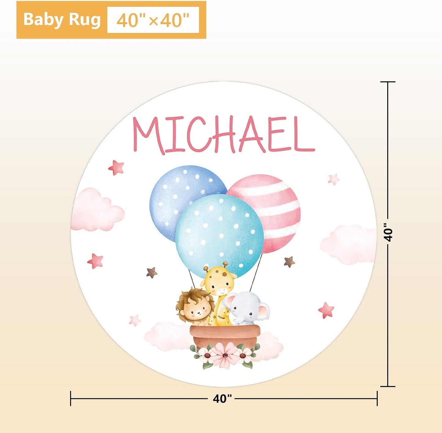 Personalized Baby Bedding Set, 5 Pcs Custom Infants Bedding Set with Infant Name, Double Layer Crib Set for Boys Girls, Customized Gifts for Nursery Toddlers Baby Shower, Hot Air Balloon Animal