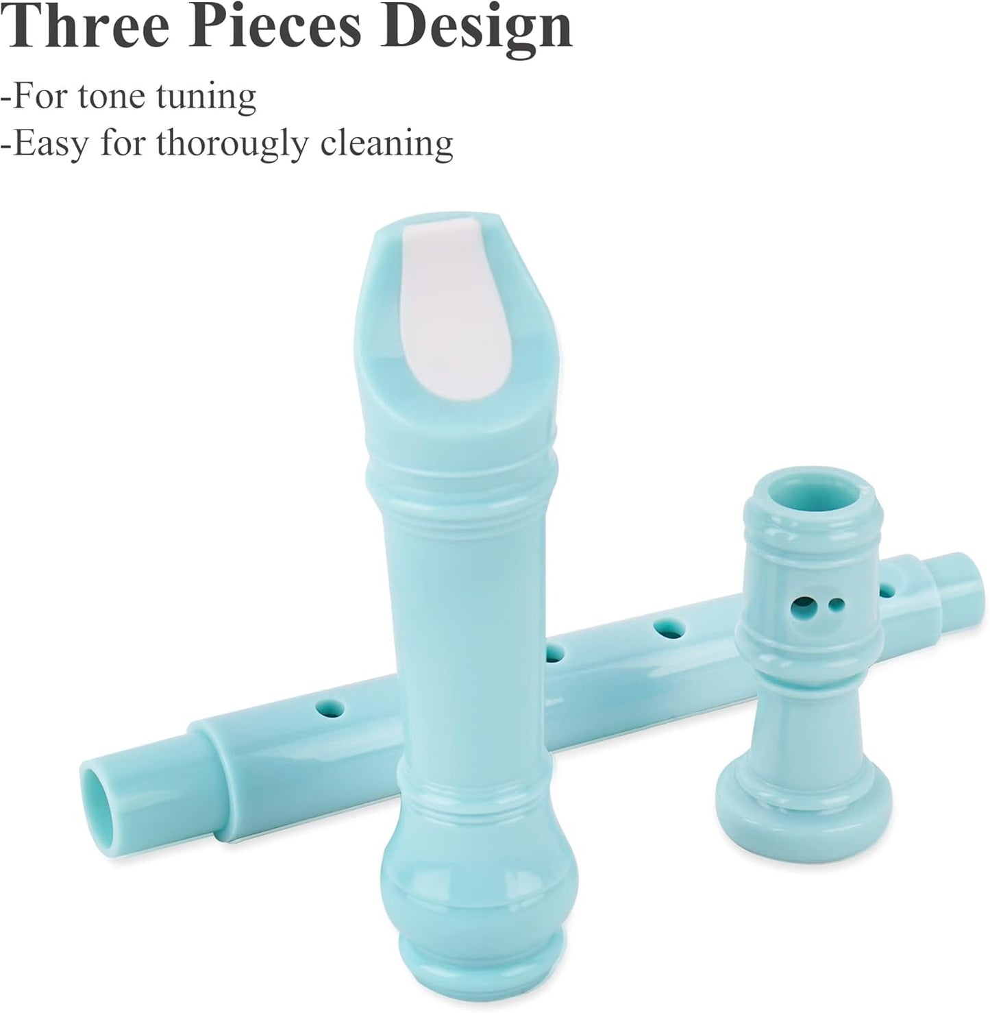 Recorder Instrument for Beginner Kids Adults,8-Hole Soprano Descant Recorder Music Flute with with Cleaning Rod & Leather Case For School Student Home Entertainment(2-Carved Light Blue)