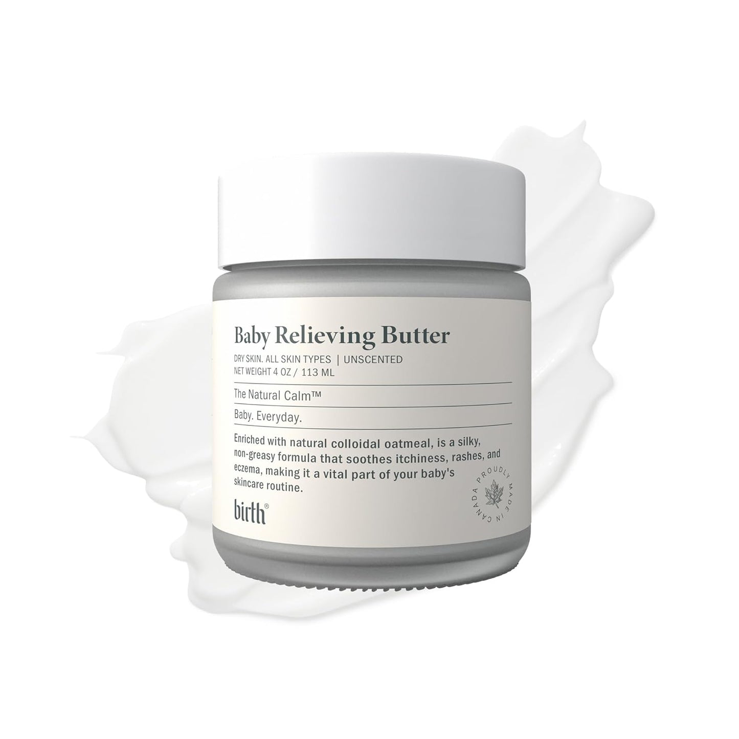 Baby Relieving Butter - Natural Cocoa Seed Butter with Colloidal Oatmeal Diaper Cream for Itchy, & Irritated Skin - Non-Greasy Formula to Soothe Rashes & Dryness - Gentle Baby Moisturizer 4oz