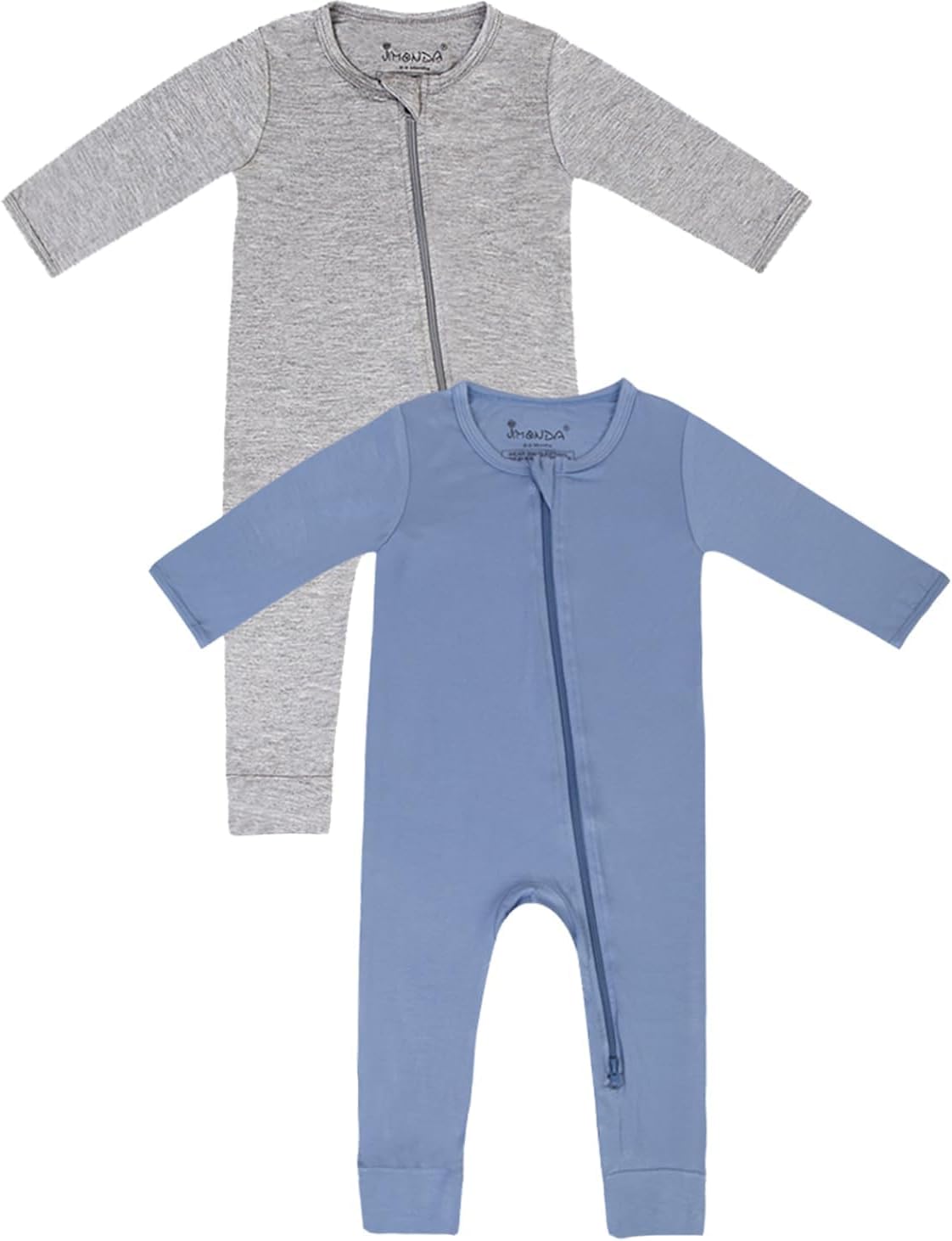 Jimonda Baby Romper Boys Girls Bamboo Pajamas 2-Way Zipper Footless Unisex Long Sleeve Sleepers Sleep and Play 0-24 Months