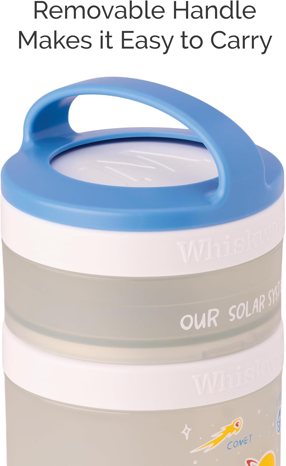 Whiskware Stackable Snack Containers for Kids and Toddlers, 3 Stackable Snack Cups for School and Travel, Our Solar System(Pack of 1)