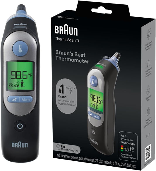 Braun ThermoScan 7 Digital Ear Thermometer for Adults, Babies & Infants, Age-Adjusted Fever Guidance, No. 1 Brand Recommended by Pediatricians
