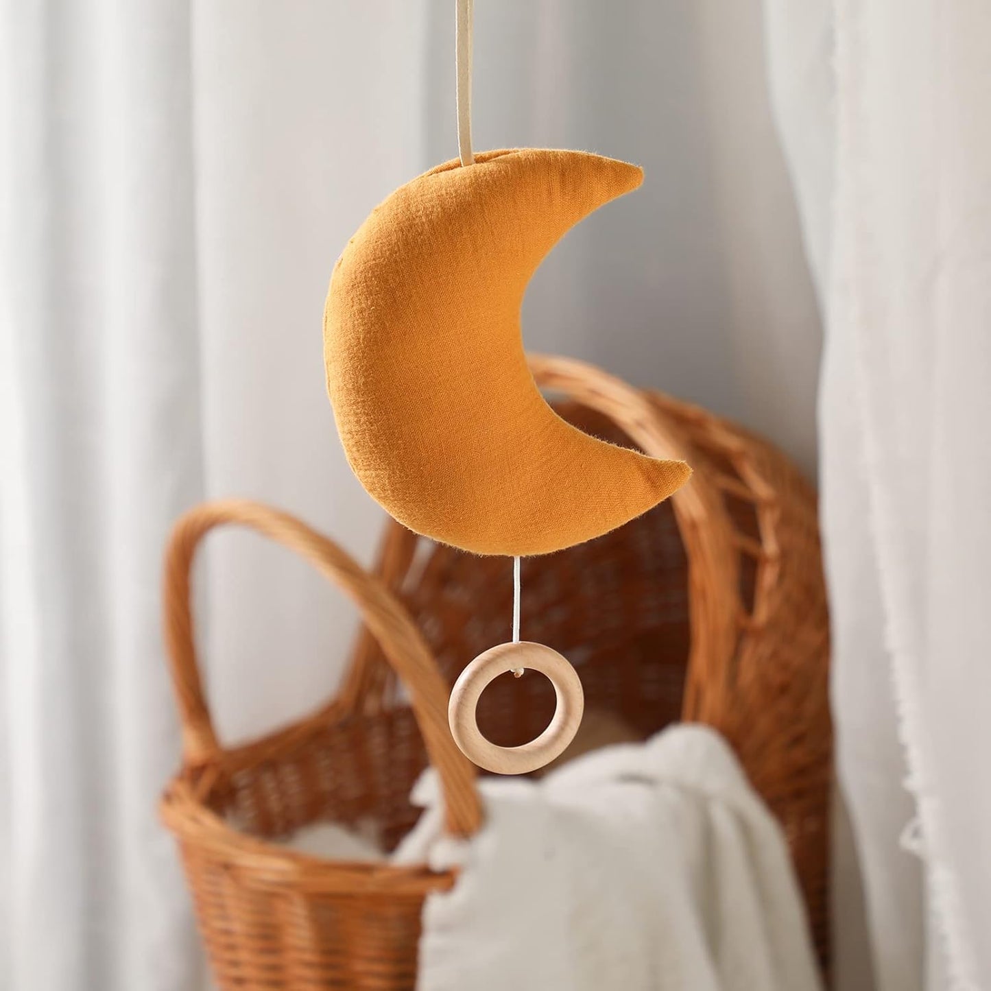 Baby Travel Toy with Music Box - Brahm's Lullaby Pull Musical Toy, Baby Mobile Crib Bed Bell Toy for Carriers and Cribs