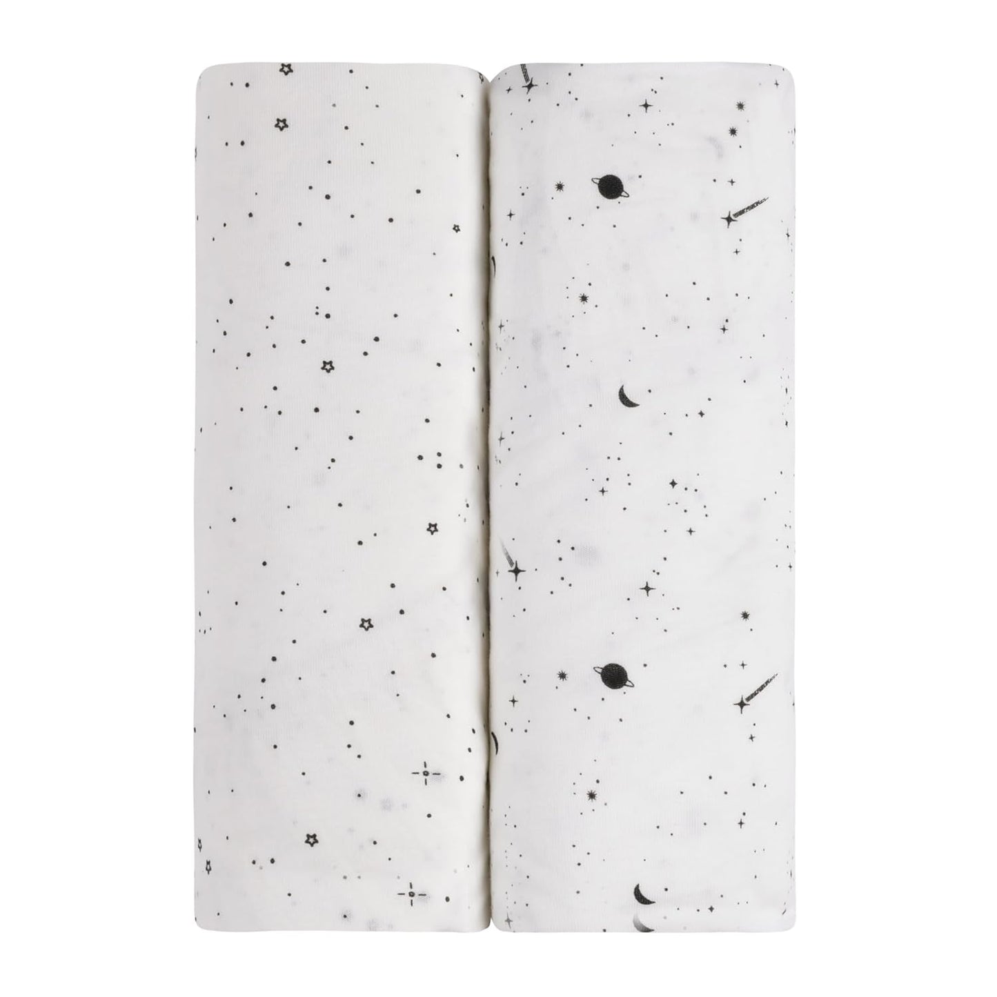 Ely’s & Co. Changing Pad Cover, Diaper Changing Table Sheets, 2 Pack, Cradle Sheet Set for Baby Boys/Girls, 100% Jersey Knit Cotton, Black and White Celestial Collection, 32”x16”x5”