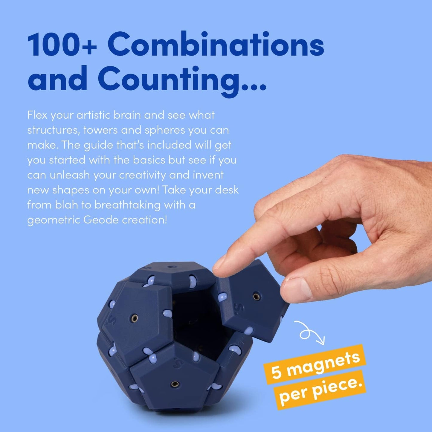 Speks Geode Matte Pentagons Magnetic Fidget Toy for Adults | Quiet Sensory Toy for Stress Relief & Anxiety, Office Desk Toy & Top Gadget Gift Idea | Space Cadet, 12-Piece Set