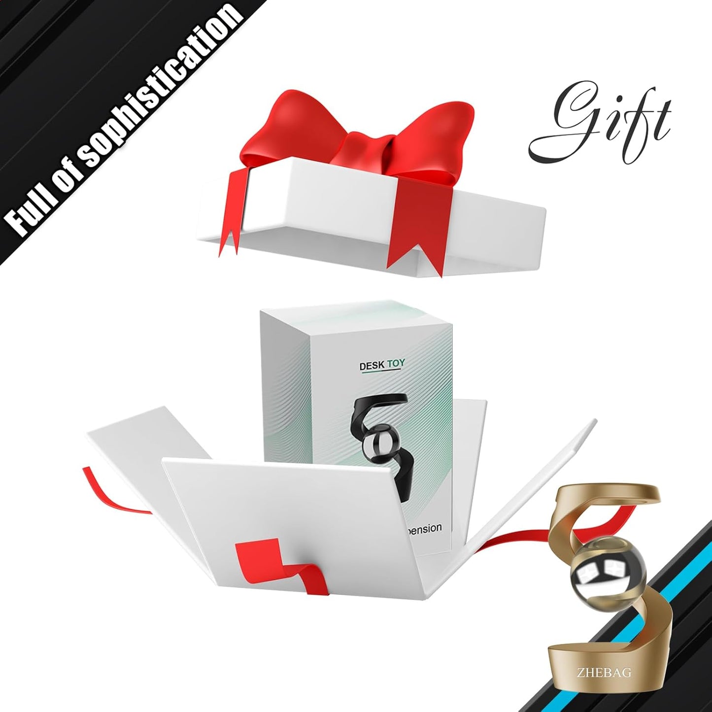 Kinetic Desk Toy, Metal Fidget Toys for Adults, Unique Optical Illusion Stress Reducing Desktop Spinning Toy, Adult Sensory Toys, Decorative Gifts for Offices and Cars(Gray-Silver)