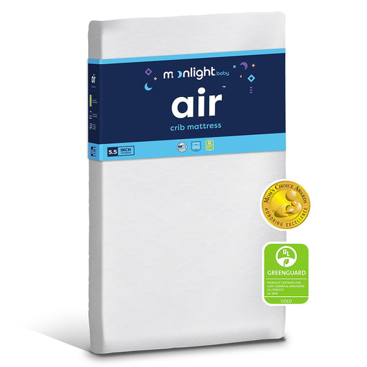 Moonlight Slumber Air Crib Mattress – Breathable, Washable, Dual-Sided Infant and Toddler Mattress with Open Core Design, Foam-Free, Hypoallergenic, 5.5", Standard Crib Size, Made in USA