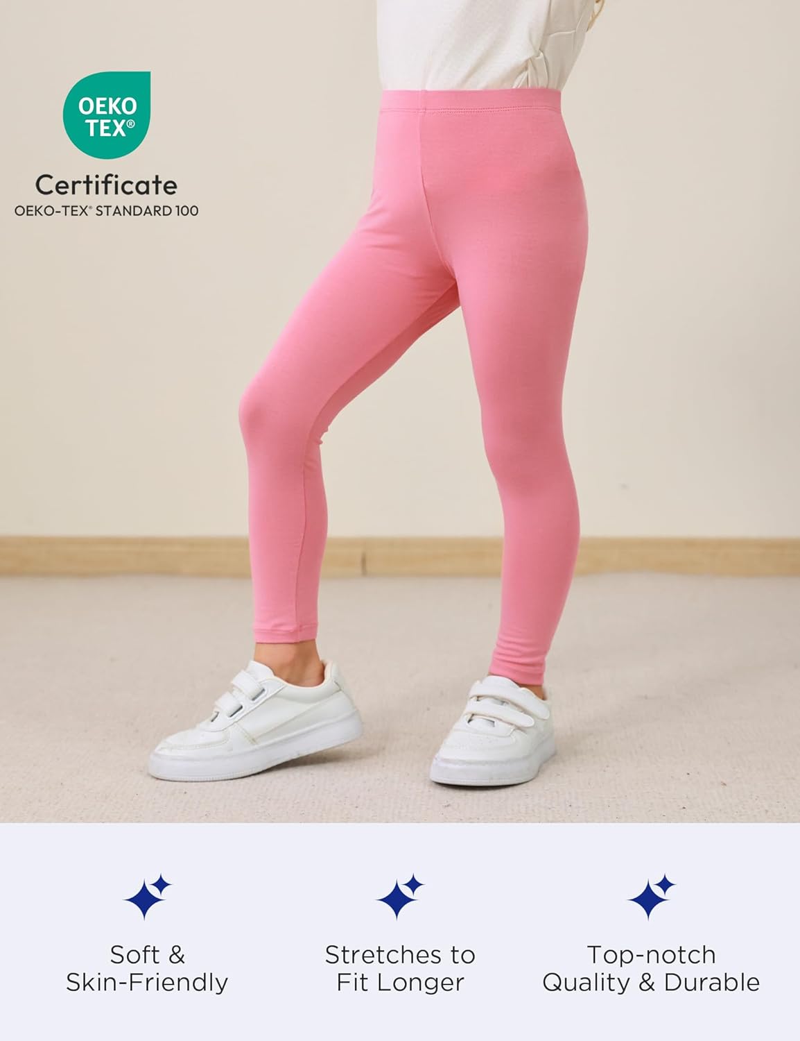 Toddler Girls Leggings 2-Pack Bamboo Viscose Little Girls Casual Stretch Pants