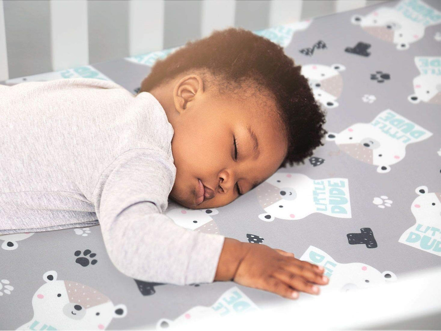 GRSSDER Stretchy Ultra Soft Jersey Knit Fitted Pack n Play Sheets 2 Pack, Playard Sheets for Baby Girls and Boys, Universal Fit for Pack N Plays Safe and Snug, Cute Bear and Deer