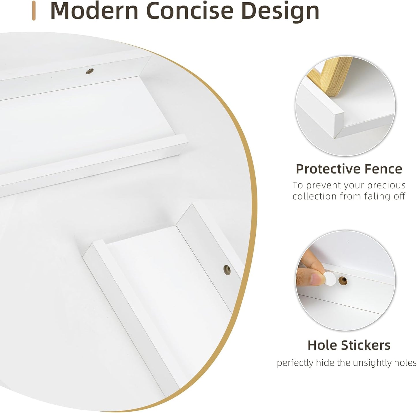 Picture Ledge Shelf, Wood Long Floating Shelves for Wall, Set of 2, 56 inch Picture Ledge Shelves, Photo Ledge Nursery Book Shelves Wall Mounted for Living Room Kids' Room Bedroom, Color White