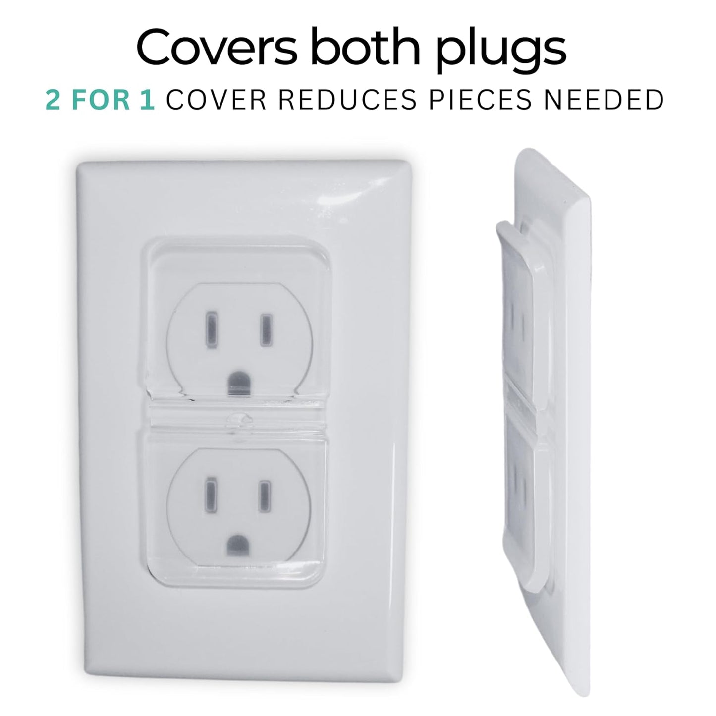 Clear Double Outlet Covers Baby Proofing (10 Pack, 20 Sockets) | Baby Proof Plug Covers for Electrical Outlets | Safe & Secure Baby Safety Products | Childproof Socket Covers Protect Toddlers & Babies