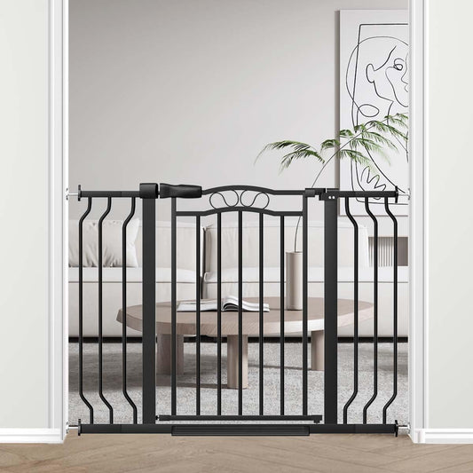 Fairy Baby 29.5"-43.7" Extra Wide Baby Gate for Dog, Pressure Mounted Pet Gate for Stairs & Doorway, Dog Barrier for Home Indoor, Kids Puppy Cat Gate, Metal Child Safety Proof Garden Gate, Black