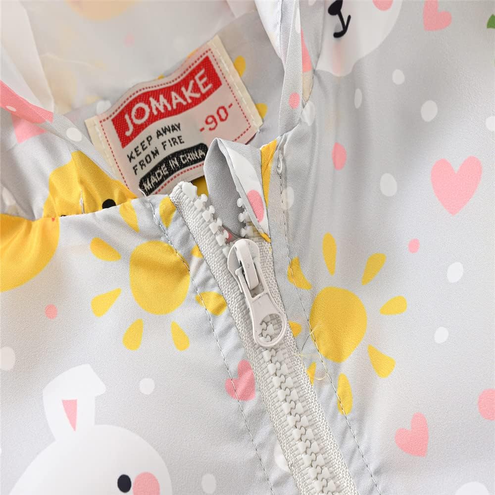 TUIJI Toddler Boys Girls Cartoon Print Zip Jacket Hooded Trench Lightweight Kids Coats Windbreaker Outdoor Cute Dust Coats