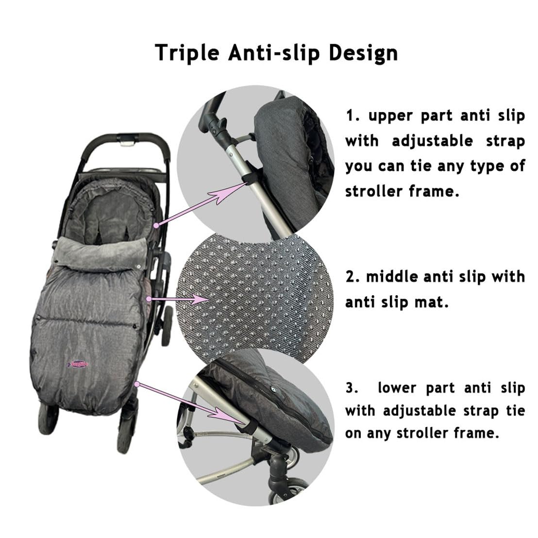 Toddler Stroller Footmuff Cosy Toe Buggy Pushchair Sleeping Bag, Easy Open & Removable Front Piece,Special Design Fits All Travel Gears Perfectly, 6-48M
