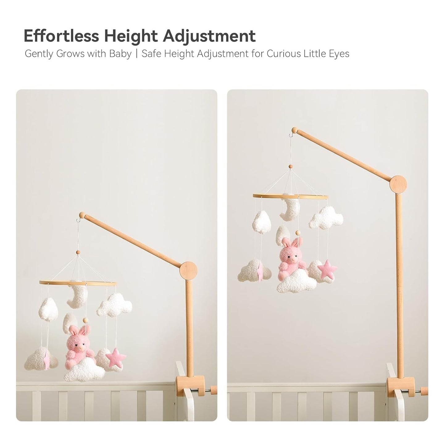 HI BABY MONMENT Crib Mobile Arm - Baby Mobile Hanger with 360° Vertical Adjustment, Stabilizing Attachment for Added Safety, Mobile Arm for Crib, Sturdy & Secure Design for Nursery Mobile
