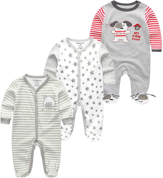 Kiddiezoom Baby and Toddler Boys'Snug Fit Footed One-Piece Romper Jumpsuit Cotton Cotton Footed Outfit