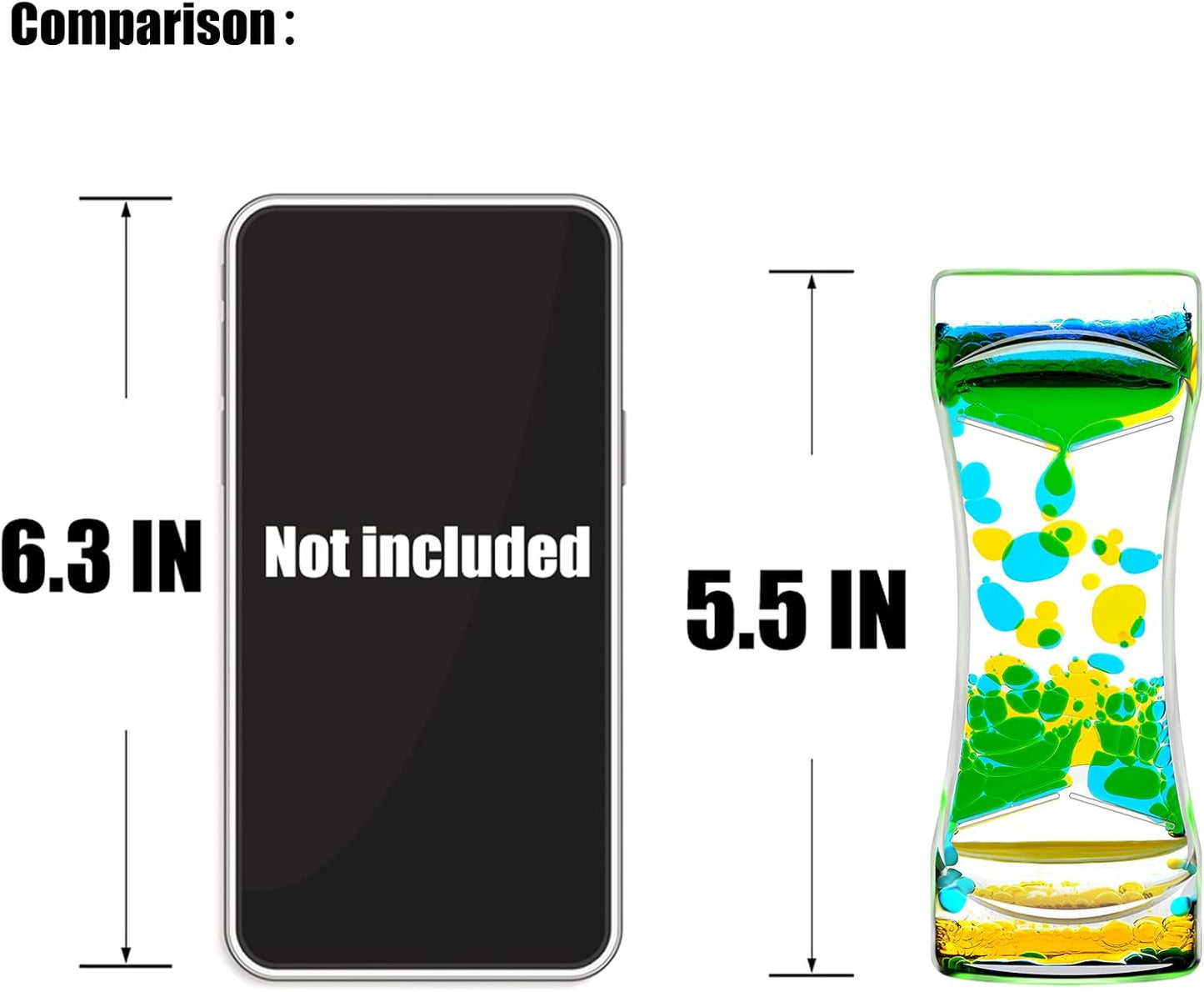 Liquid Motion Bubbler Timer Set of 1 for Home Office Desk Toys, Oil Water Timers for Kids Adults, Sensory Toys, Fidget Toy, Autism Toys, Calm Relaxing Activity, Blue Yellow