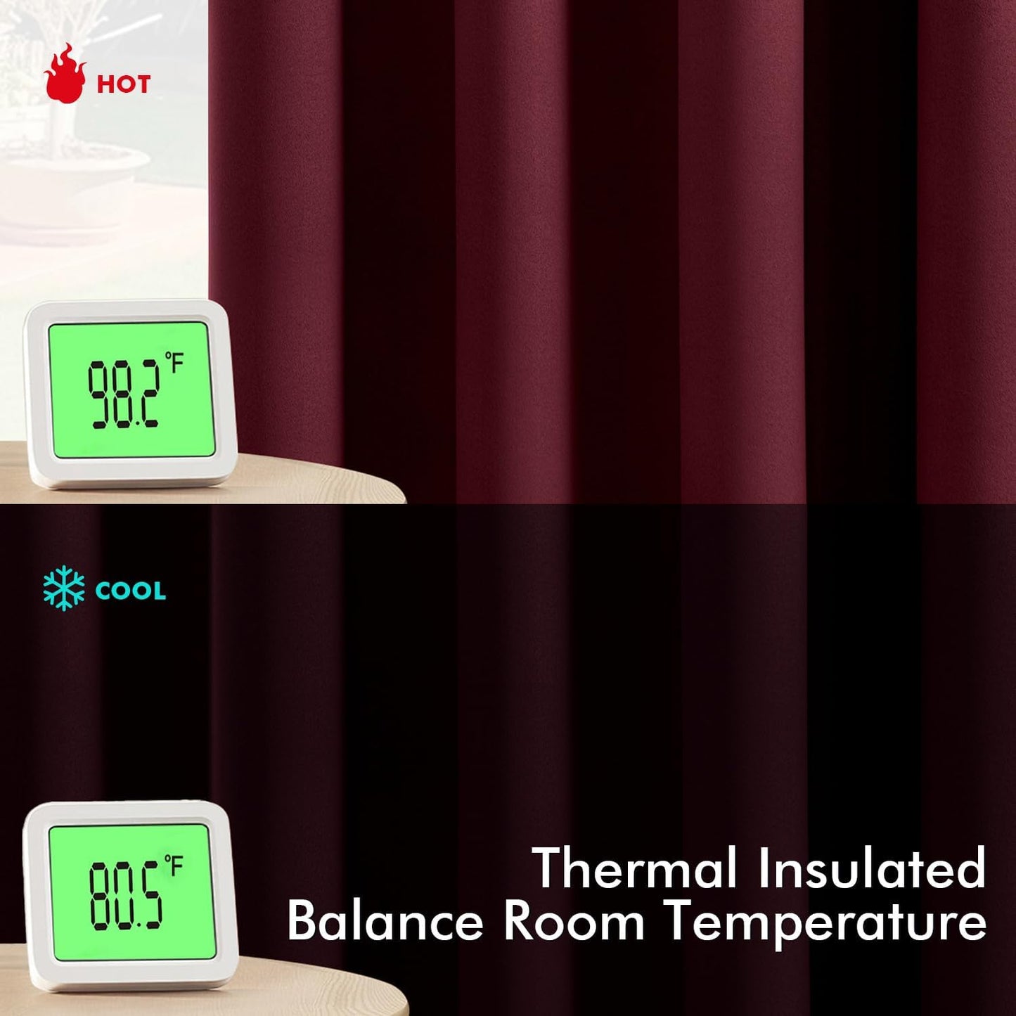 MIULEE Short Curtains for Windows - Christmas Burgundy Red Blackout Half Window Curtains Thermal Insulated Drapes for Kitchen Bedroom Bathroom Grommet Top Small Basement Tiers W40 x L36 Inch 2 Panels