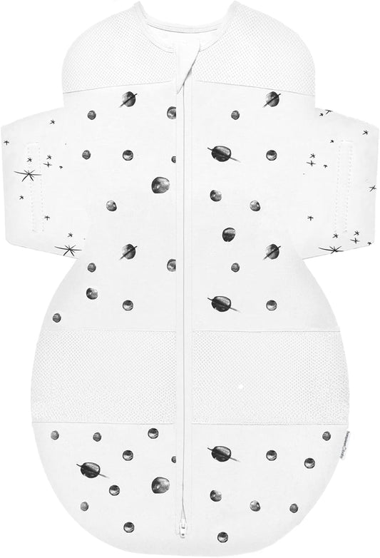 Happiest Baby SNOO Sleep Sack - 100% Organic Cotton Baby Swaddle Blanket - Doctor Designed Promotes Healthy Hip Development (Ivory Planets, X-Large)