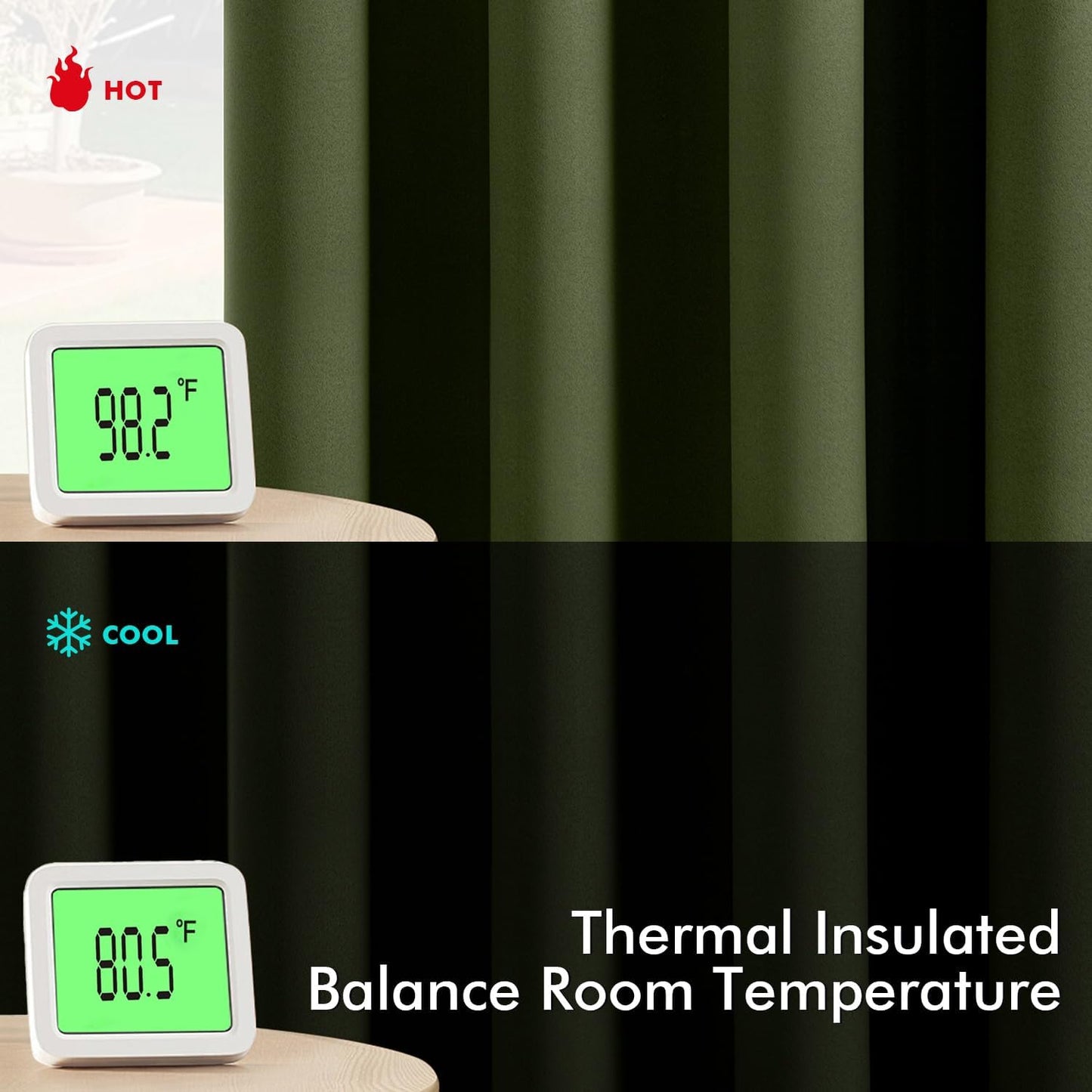 MIULEE Olive Green Blackout Curtains for Bedroom Living Room 84 Inches Long 2 Panels, Thermal Insulated Room Darkening Drapes Solid Grommet Top Noise Reducing Dark Green Window Treatments 40x84 Inch