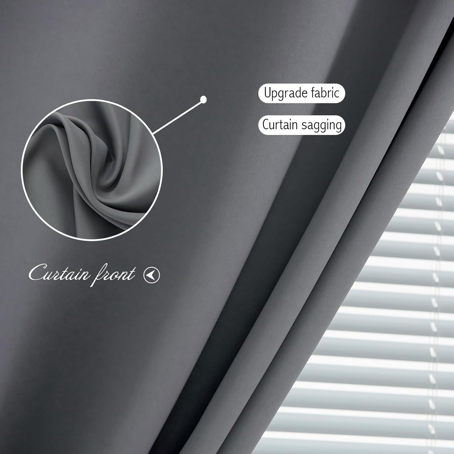 Magic Tape Stick On Curtains Window Shades Pull Down Blackout Window Cover Blackout Curtains for Bedroom No Drillng Self Adhesive Curtains No Rod Small Curtain, 47" W X 71" L, Grey, 1 Panel