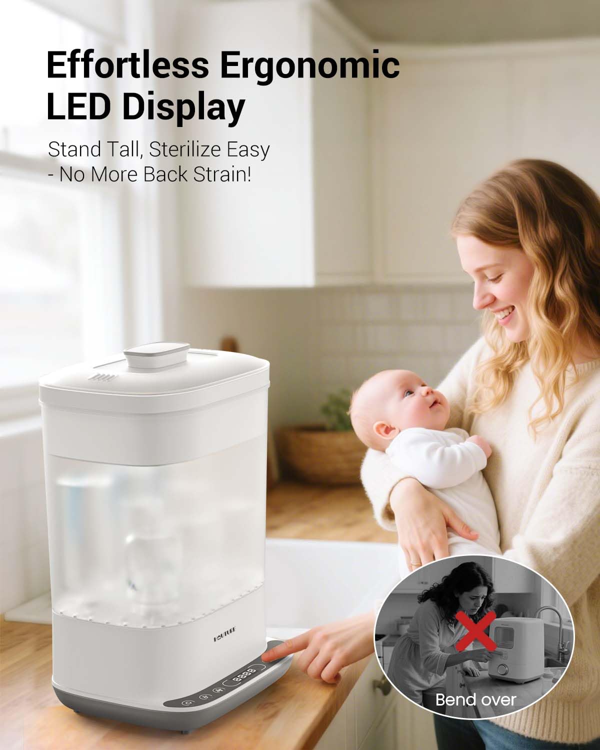 Baby Bottle Sterilizer | Esterilizador de Biberones, 6-in-1 HAUTURE Bottle Sterilizer and Dryer, Electric Steam Bottle Sanitizer for Baby Stuffs, Baby Bottles & Breast Pump Accessories