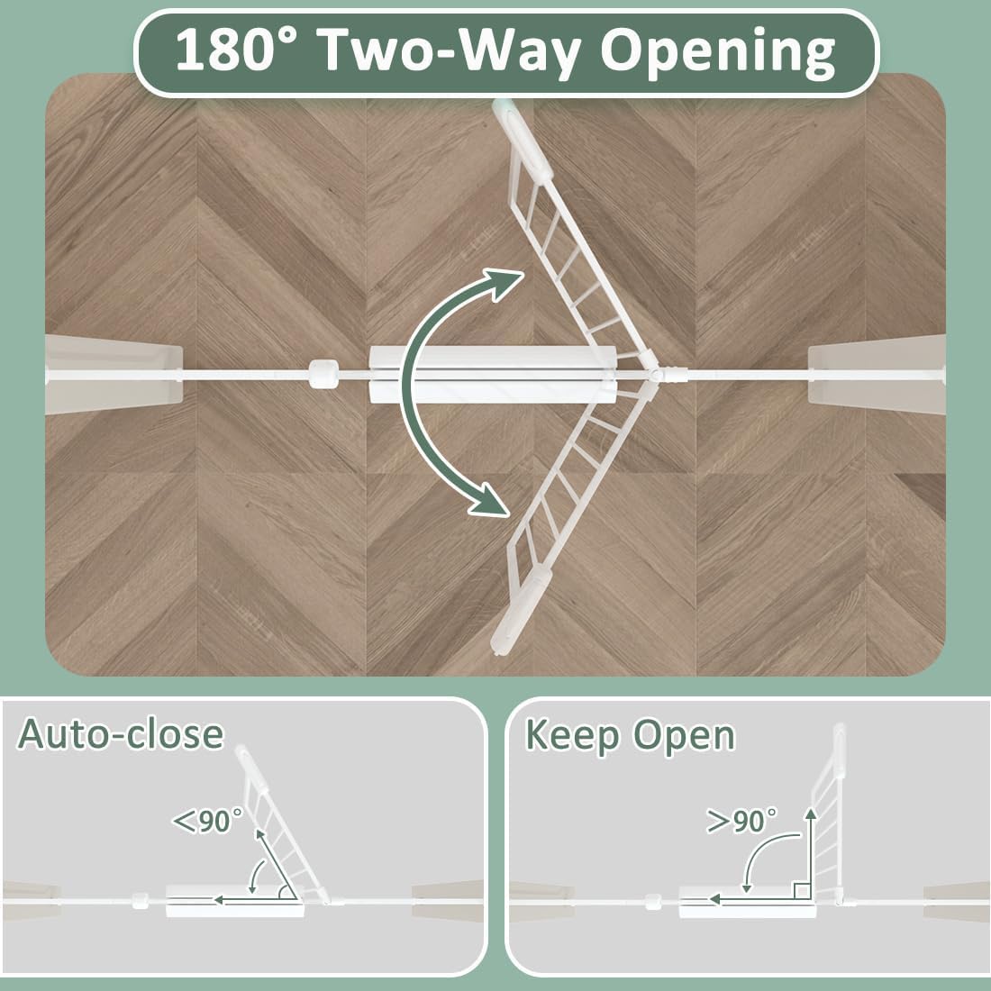 57.5"-62" Extra Wide Auto Closing Baby Safety Gate for Stairs & Doorways, Pressure Mounted No Drill Pet Gate with Walk-Through Door - Heavy Duty Childproof Gate for Toddlers, Kids, Dogs (White)