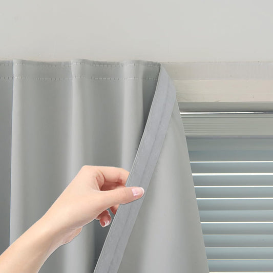 self Adhesive Curtains Portable Blackout Curtain Simple and Easy to Install Bedroom Window Thermal Lnsulated Kitchen Room Darkening Black Small Drapes, 59" W X 71" L, White, 1 Panel