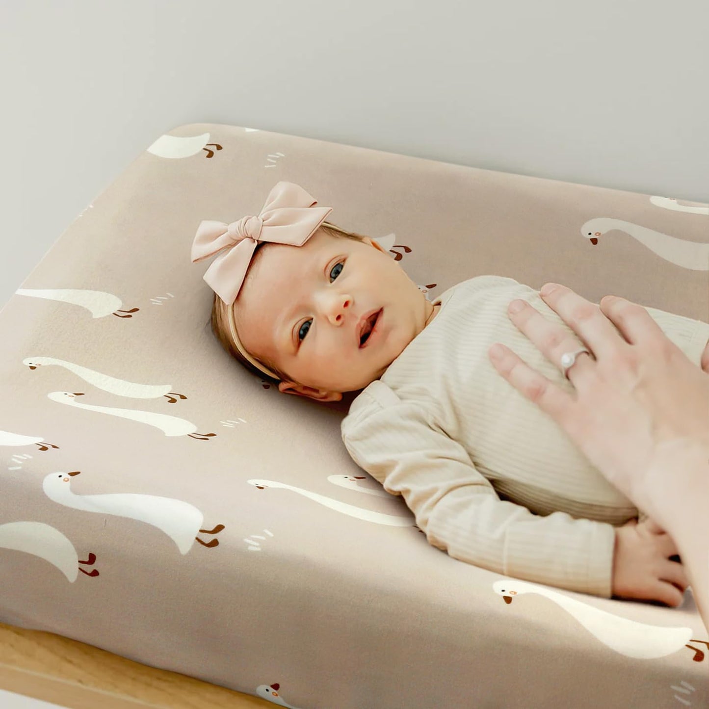 GRSSDER Stretch Ultra Soft Jersey Knit Changing Pad Cover Set 2 Pack, Change Table Pad Covers Fit 32"/34" x 16" Pads Safe and Snug, Pretty Pattern for Baby, Happy Party