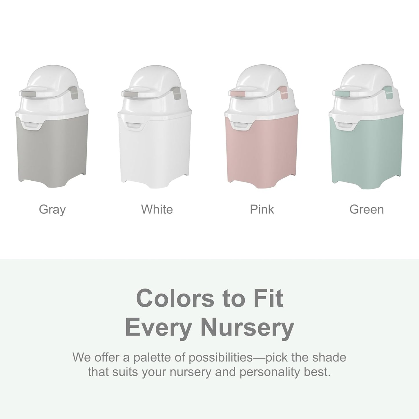 Foundations Mini Diaper Pail with Airtight Lid - Durable & Odorless Diaper Disposal, Large Capacity, Holds up to 30 Newborn Diapers, Refill with Any Bags - White