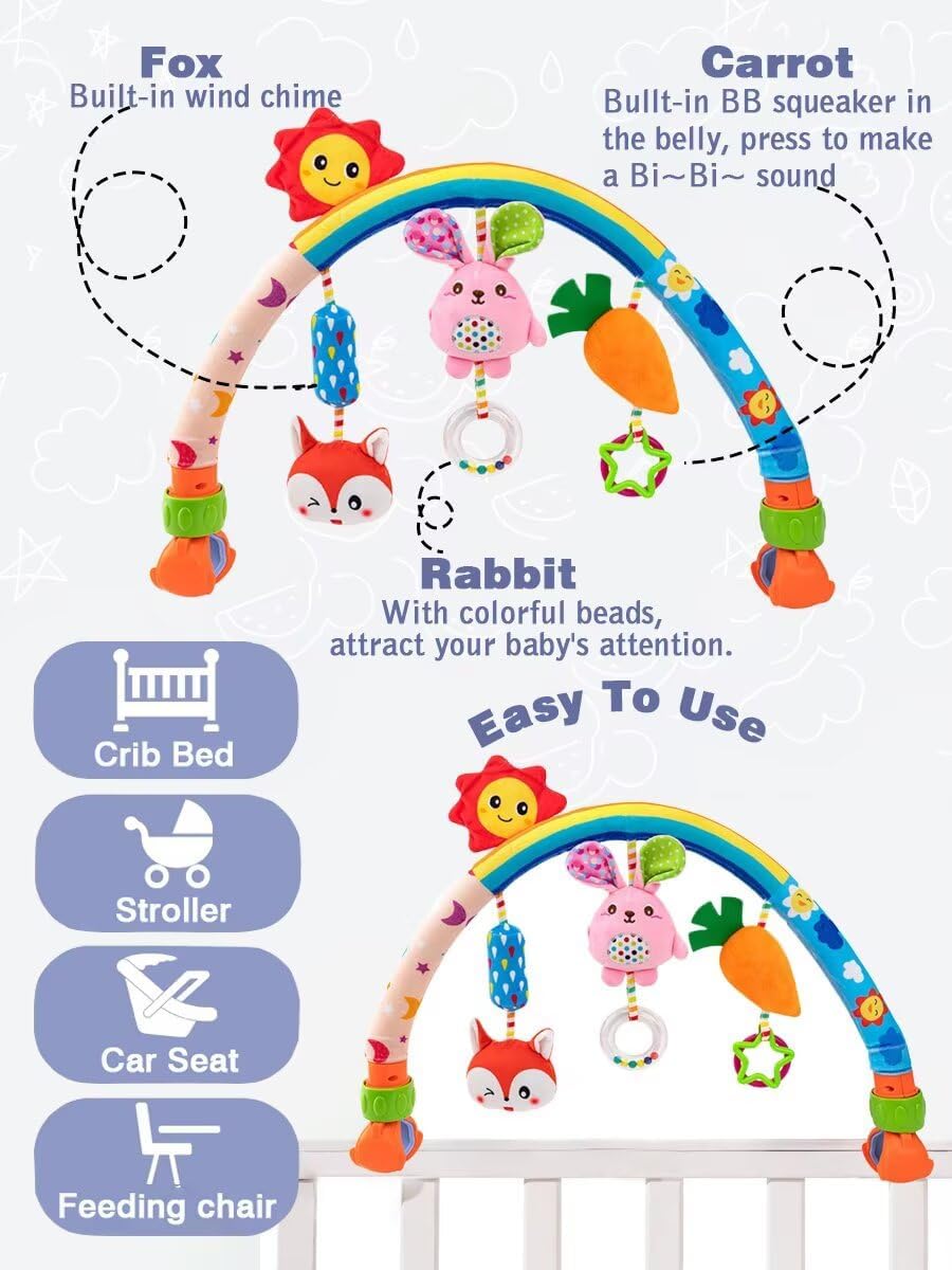 Pau1Hami1ton Baby Stroller Arch Toys, Car Seat Toys,Baby Gifts.S-19(Rabbit)