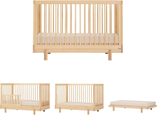 dadada Baby Bliss 4 in 1 Convertible Crib to Toddler Bed & Floor Bed – Made in Italy, GREENGUARD Gold Certified, Baby-Safe Finish, Sustainable Beech Wood, Modern Design, 4 Adjustable Heights (Natural)