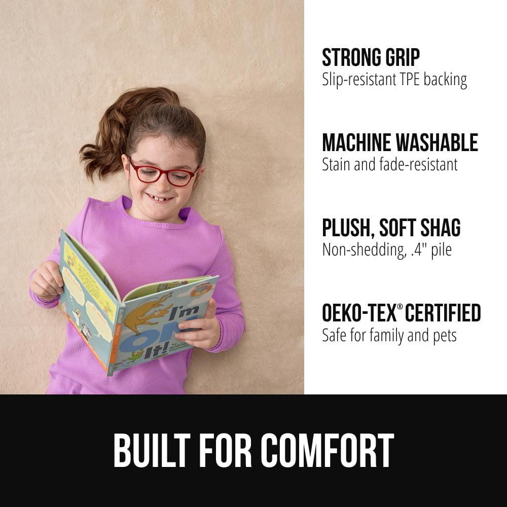 GORILLA GRIP Ultra Soft Washable Area Rug, 8x10, Stain and Slip Resistant Plush Thick Carpet for Bedroom Living Room, No Shed Floor Rugs, Pet Friendly, Dorm Essentials, Kids Nursery Home Decor, Ivory