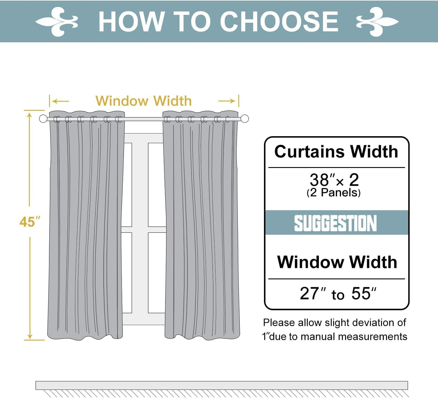 ChrisDowa Grommet Blackout Curtains for Bedroom and Living Room - 2 Panels Set Thermal Insulated Room Darkening Curtains (Light Grey, 38W x 45L)