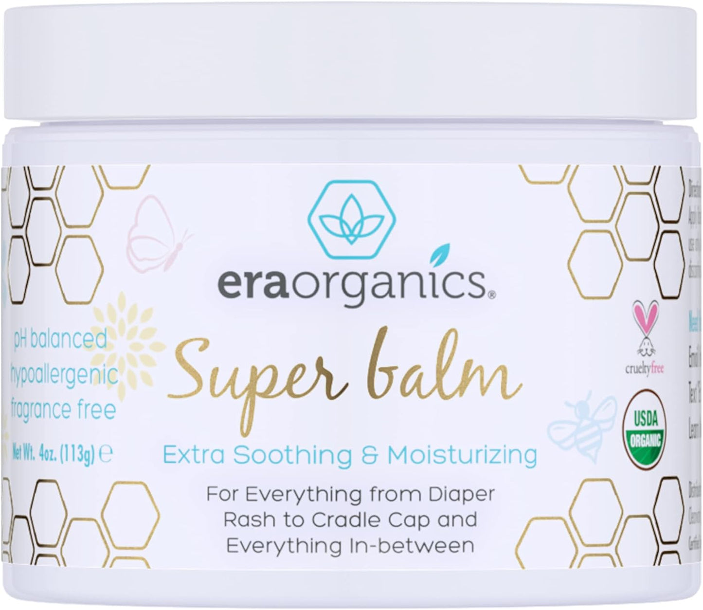 Era Organics Healing Ointment for Babies - USDA Certified Organic Natural Moisturizer Gentle on Sensitive Skin Prone To Baby Eczema, Cradle Cap (Infant Seborrheic Dermatitis), Rashes, Hives 4oz