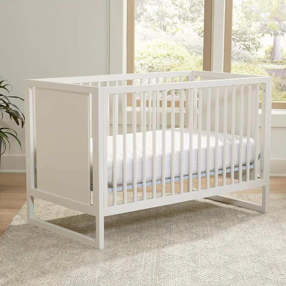 Nurture& The Crib - Baby, Toddler Convertible Crib | Sustainable Non-Toxic Materials | 3 Adjustable Heights - Grows with Your Baby (Toddler Guardrail NOT Included) (White)