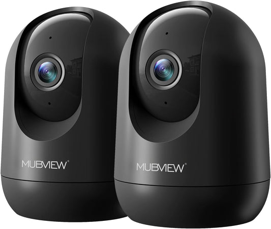 MUBVIEW Cameras for Home Security, Indoor Security Camera, 2.4/5GHz WiFi Wired Camera Ideal for Dog/Elder/Baby, Motion Tracking, Two-Way Audio, Pan Tilt, 7X24, 2K Night Vision PK320B-D