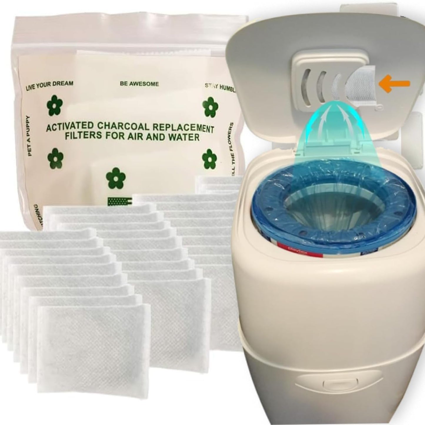 Green Piece® All-Natural Baby Diaper Pail Deodorizer - Pack of 36 - Activated Charcoal - Compatible with Diaper Pails, Shoe Closets - Made by Green Piece Mfg