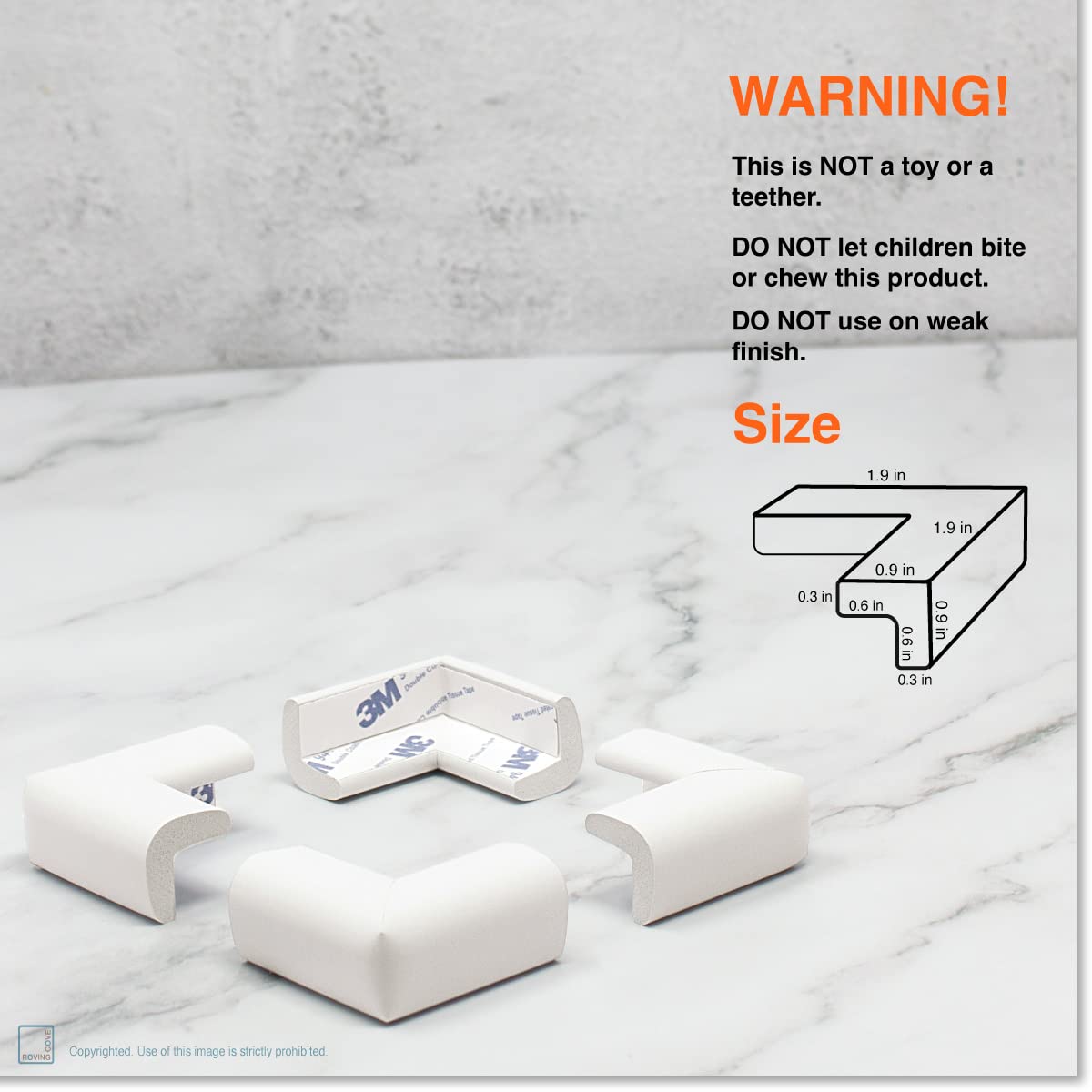Roving Cove Slim-Fit Corner Edge Protector for Baby Proofing (Small 18ft Edge 8 Corners), Furniture Safety Bumper Guard, Soft NBR Rubber Foam, 3M Adhesive, Oyster White (Off White)