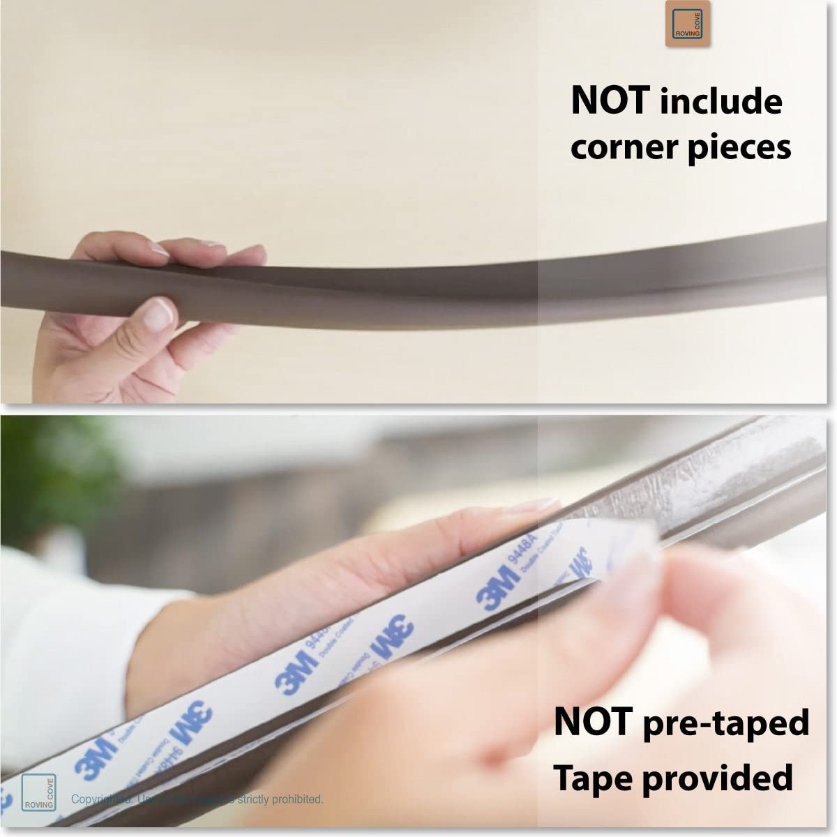 Roving Cove HeftyFit Edge Protector for Baby Proofing (6ft Large Edge Only), Heavy-Duty Soft Furniture Edge Bumper Guards, Desk Edge Cushion, Wall Corner Covers, 3M Adhesive, Oyster White (Off White)